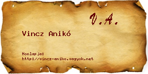 Vincz Anikó névjegykártya